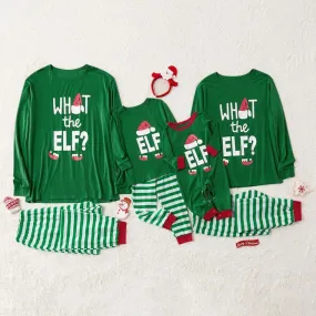 ' What The Elf ' Funny Family Christmas Pajama Set in Green