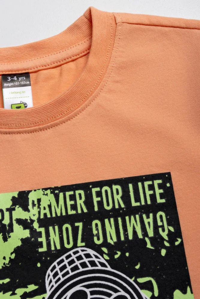 2 Pack Gamer T-Shirts Grey And Coral