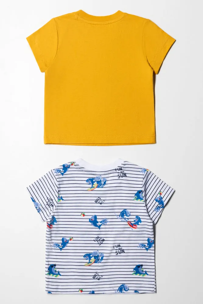 2 Pack T-Shirts Shark White And Golden Spice