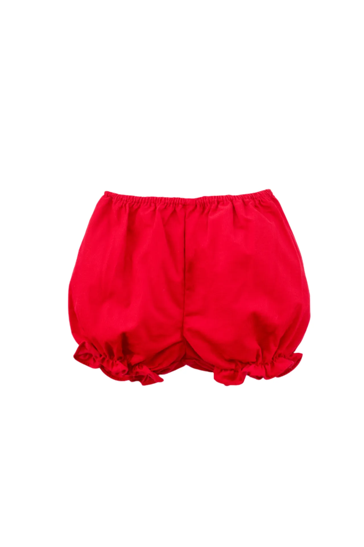 20233-Red Smocked Corduroy Baby Girl Short Sleeve Dress with Panty