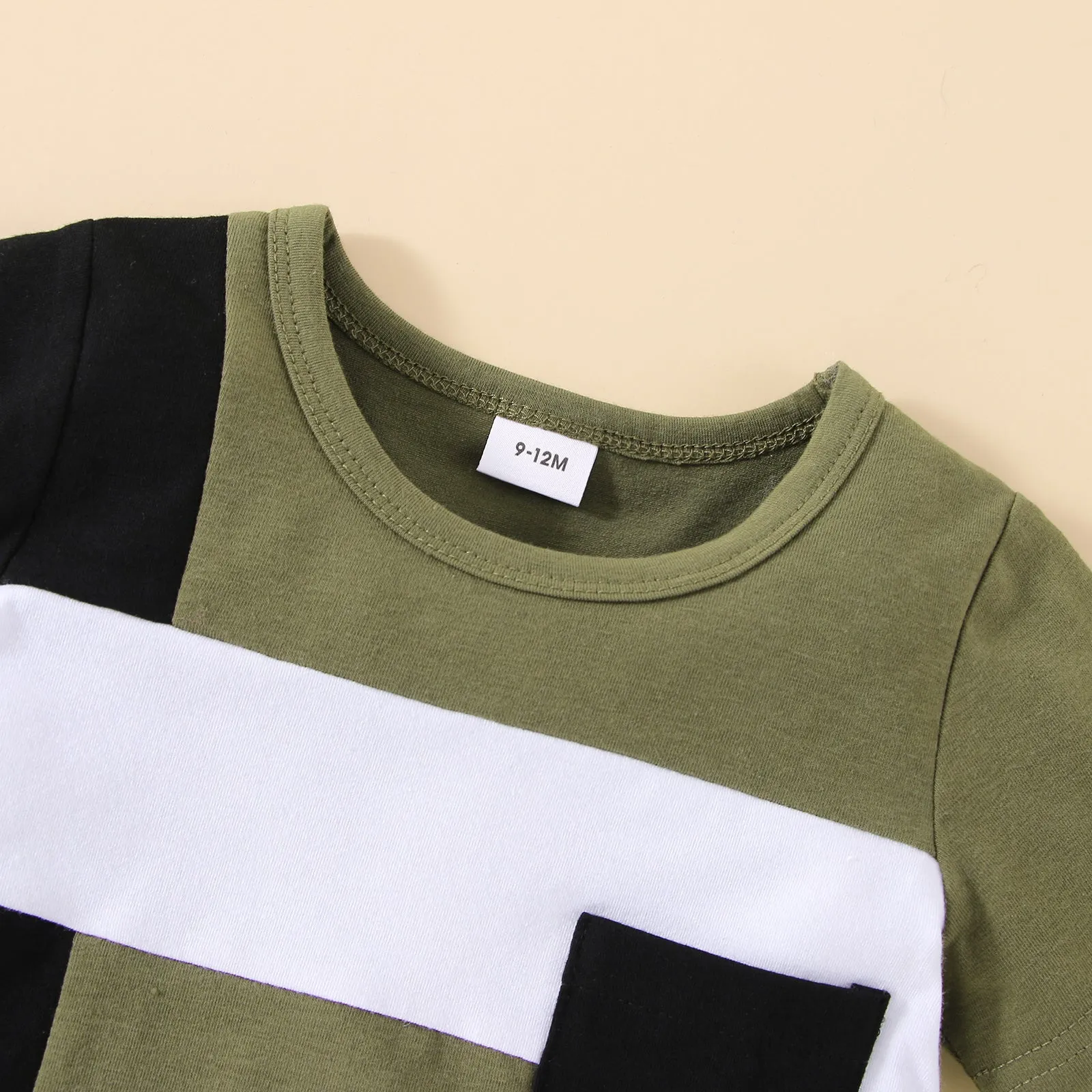 2pcs Baby Boy 95% Cotton Short-sleeve Colorblock T-shirt and Shorts Set