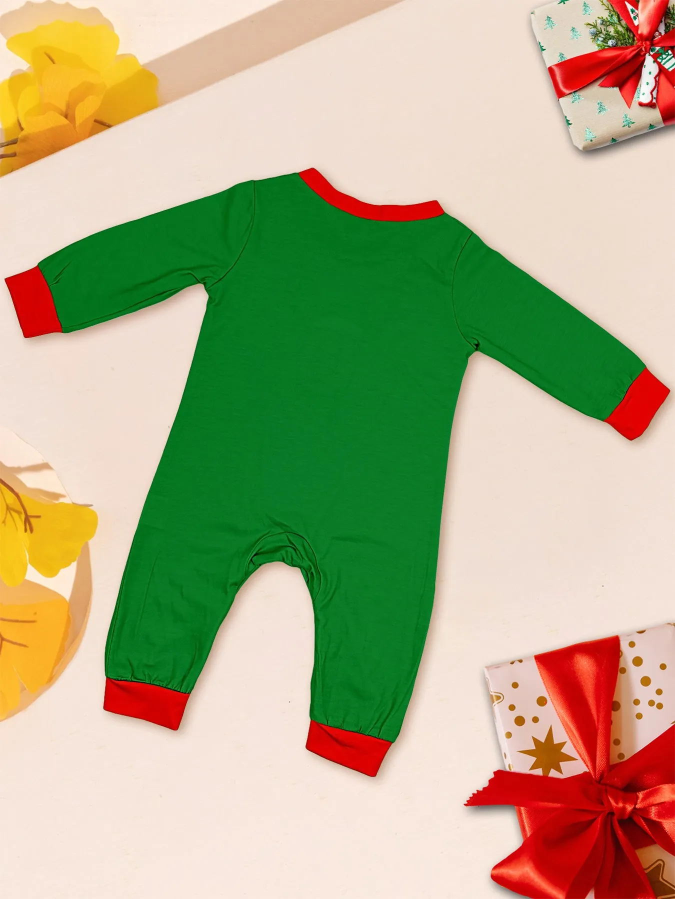 3D Print Christmas Family Pajamas Red Green Striped Crutch Xmas Pajamas
