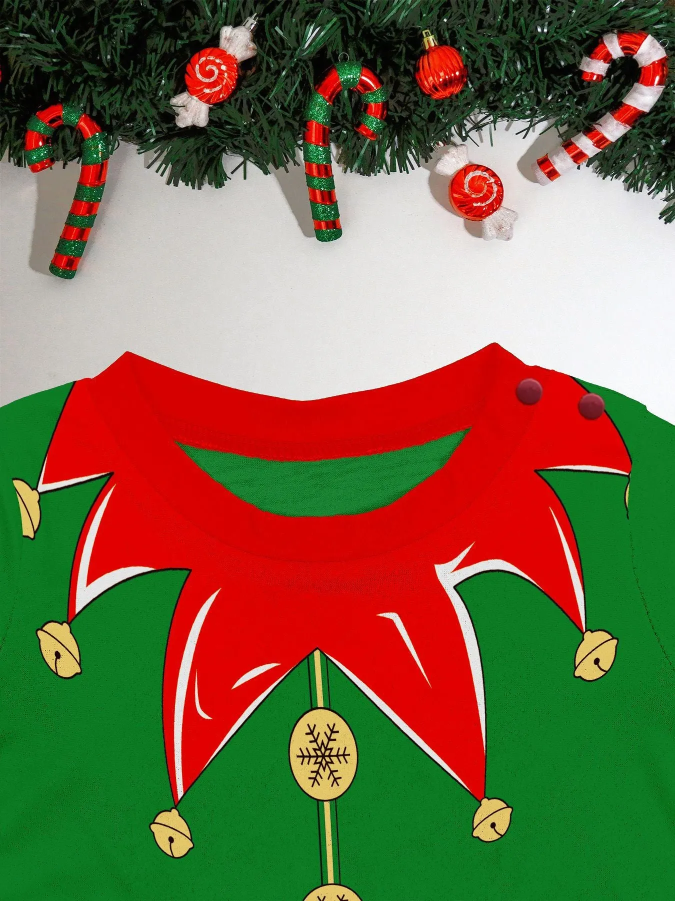 3D Print Christmas Family Pajamas Red Green Striped Crutch Xmas Pajamas
