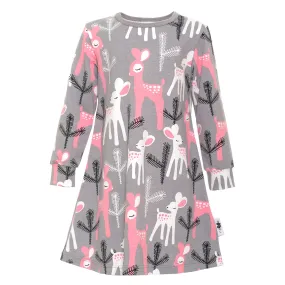 Aamu nightgown- gray/light pink bambi