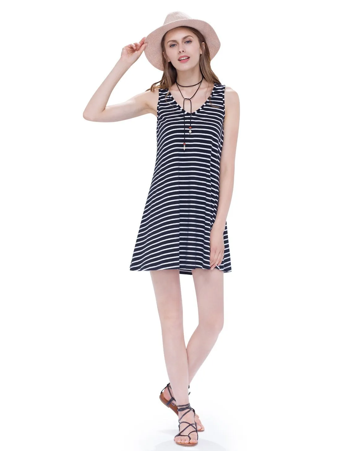 Alisapan Fashion Loose Comfy  V-neck Sleeveless T-shirt AS01018