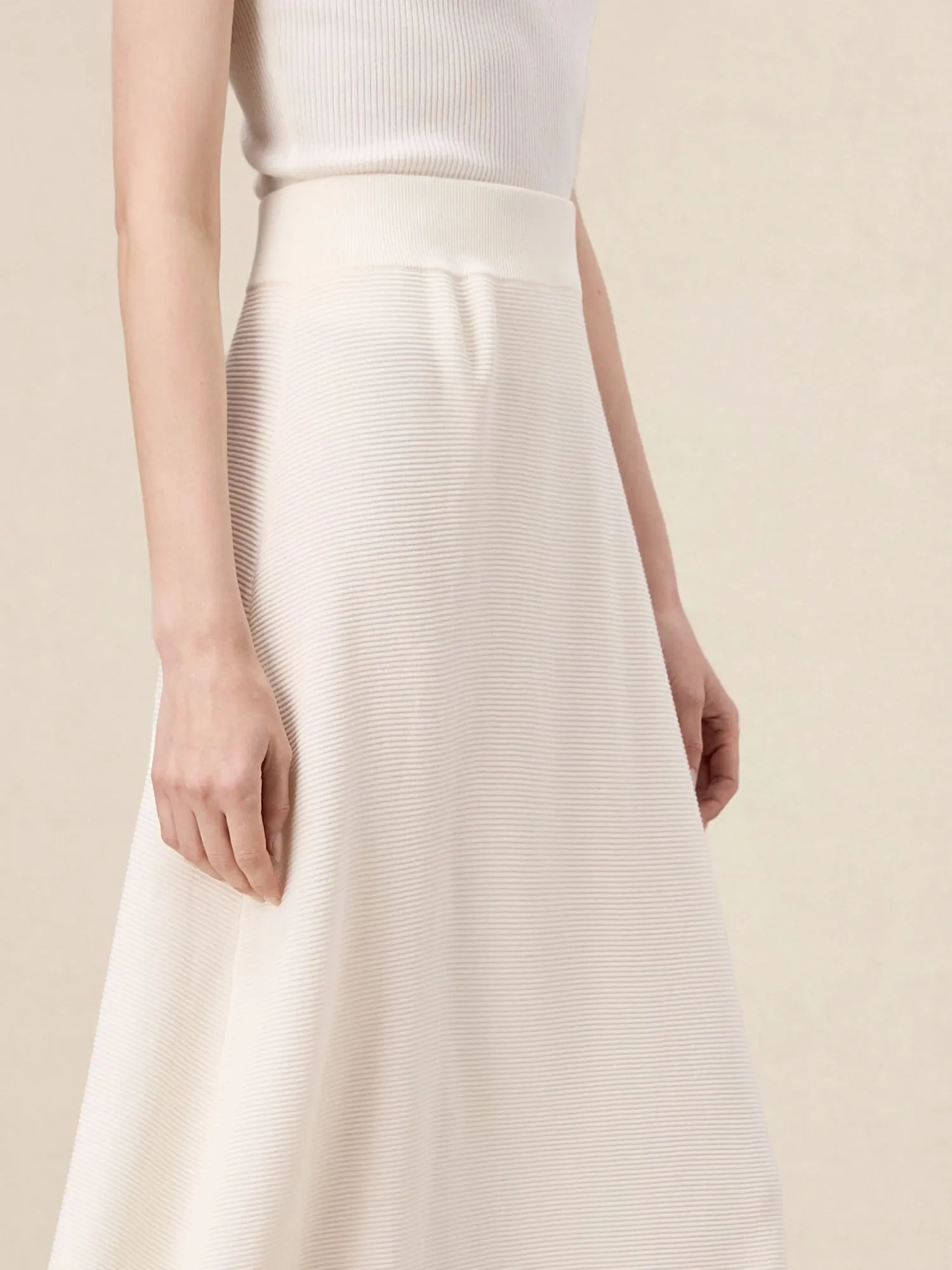 Amoretu 100% Lyocell Elastic Waist A-Line Knitted Skirt