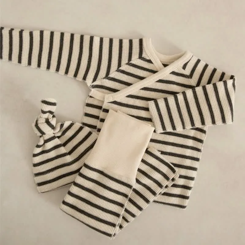 Baby 2-Piece Striped Waffle Pajamas Set
