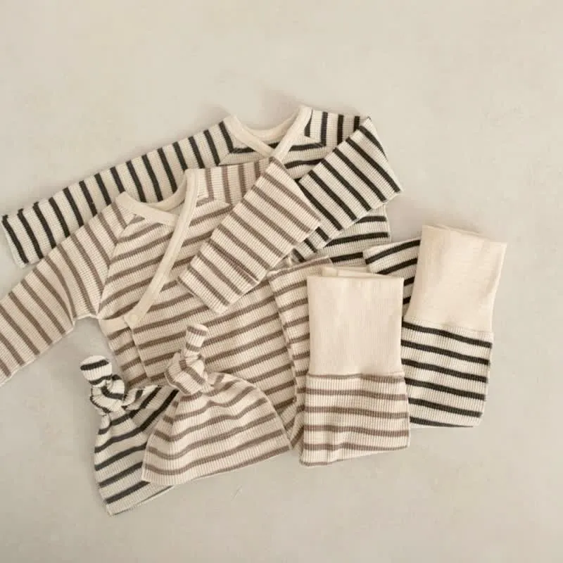 Baby 2-Piece Striped Waffle Pajamas Set