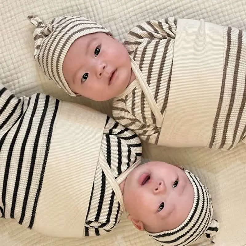 Baby 2-Piece Striped Waffle Pajamas Set