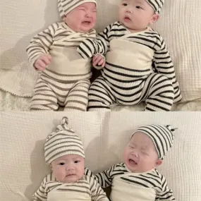 Baby 2-Piece Striped Waffle Pajamas Set