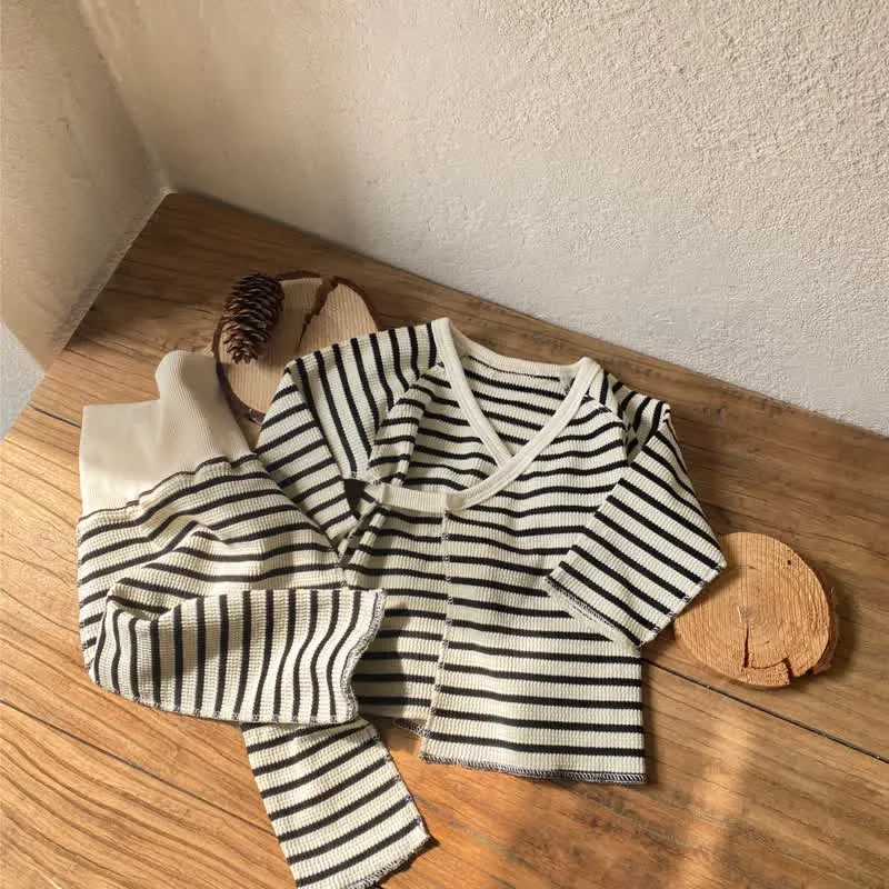 Baby 2-Piece Striped Waffle Pajamas Set