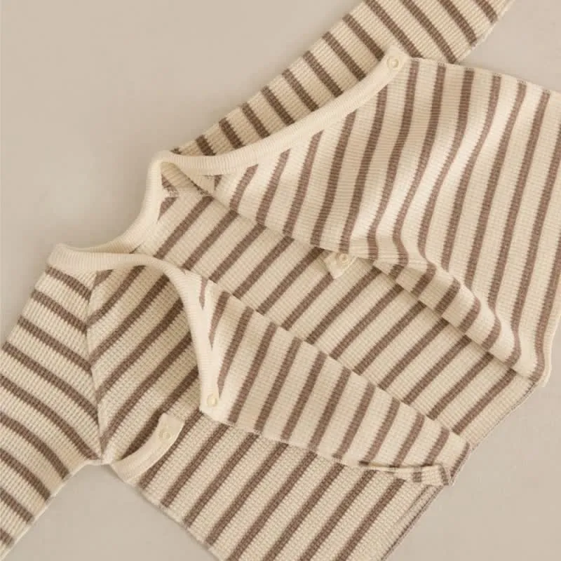 Baby 2-Piece Striped Waffle Pajamas Set