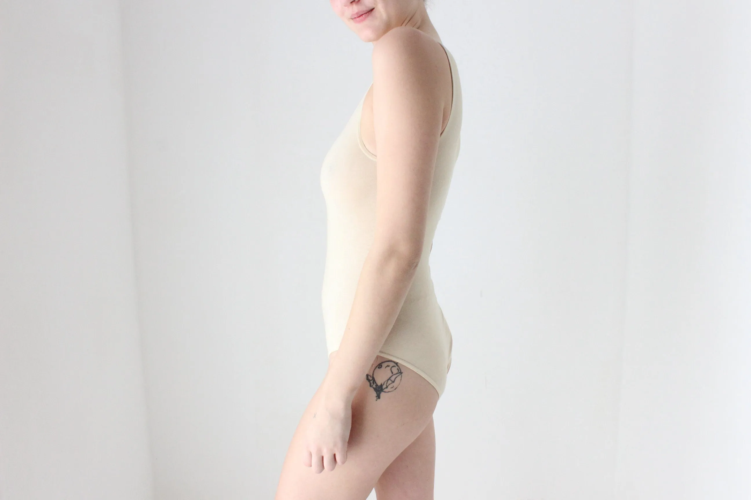BALLETCORE 80s Pale Nude Cotton Lycra Bodysuit