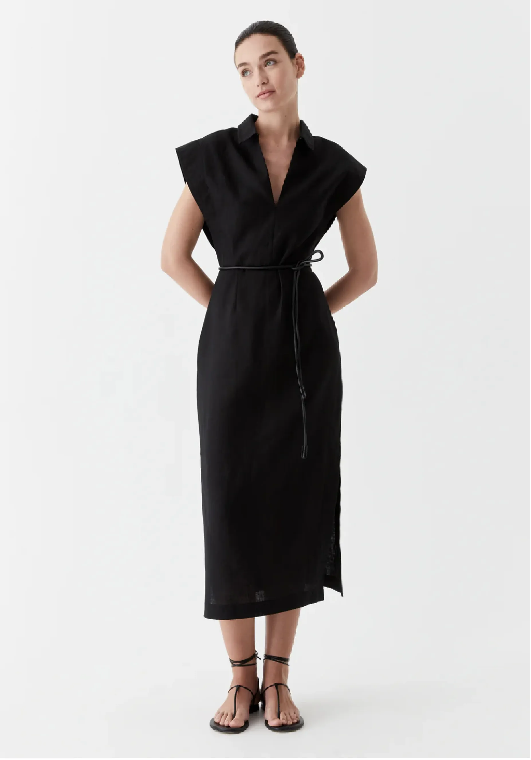 Belle Linen Dress - Black