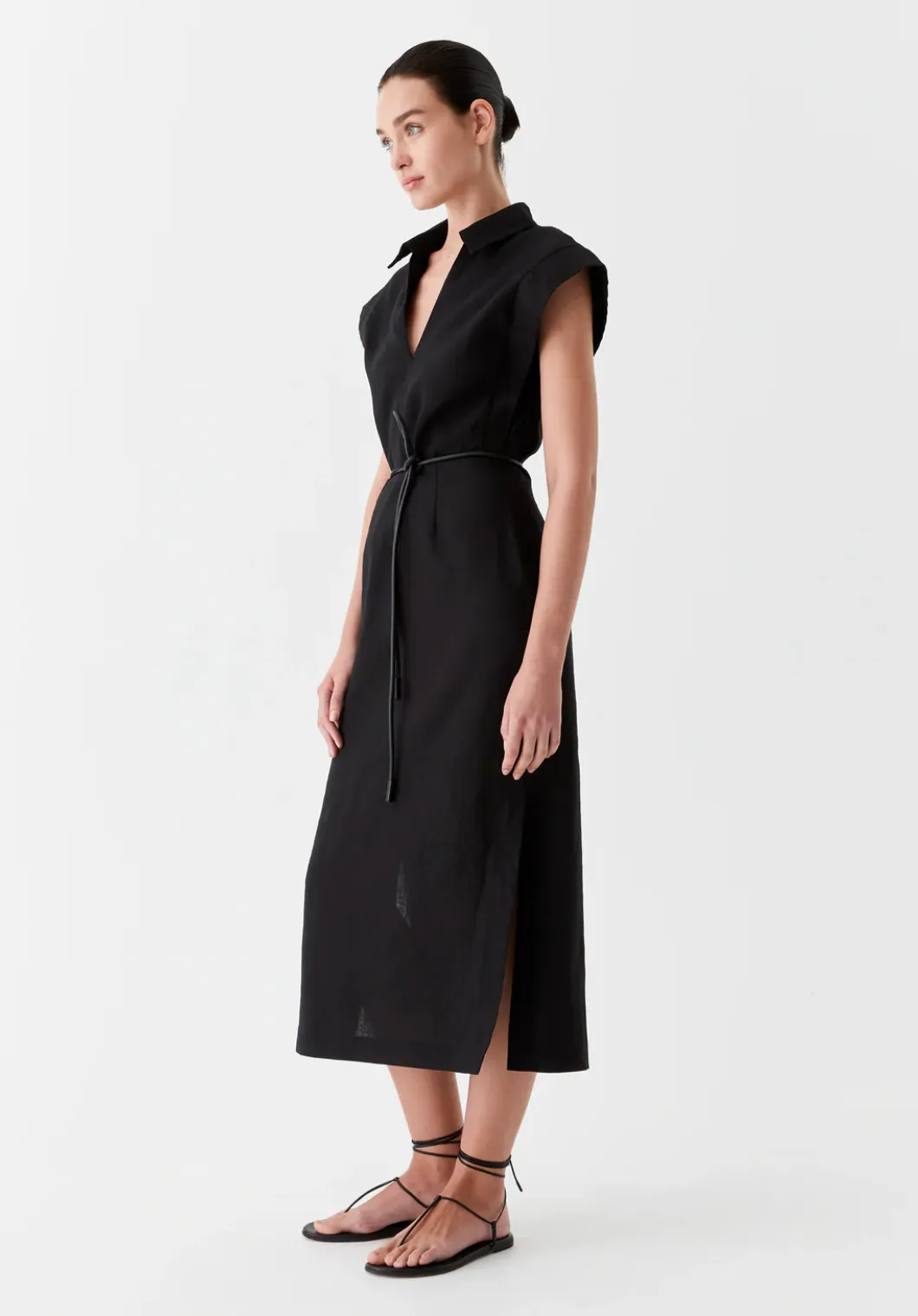 Belle Linen Dress - Black