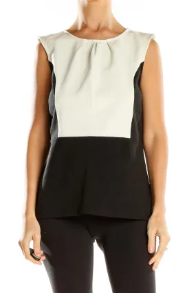Black and White Color Block Sleeveless Top