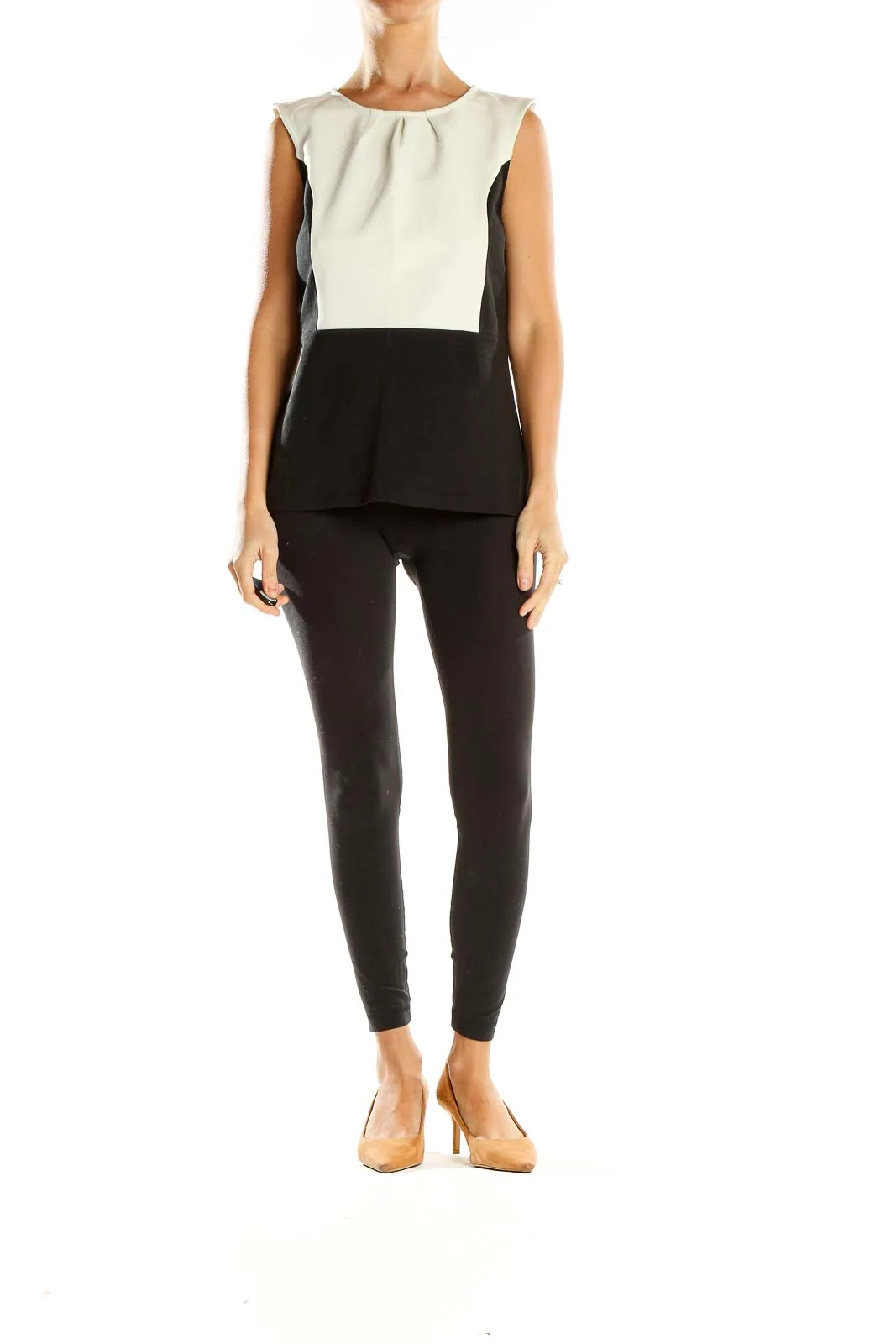 Black and White Color Block Sleeveless Top