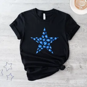 Blue Leopard Star T-Shirt in Black