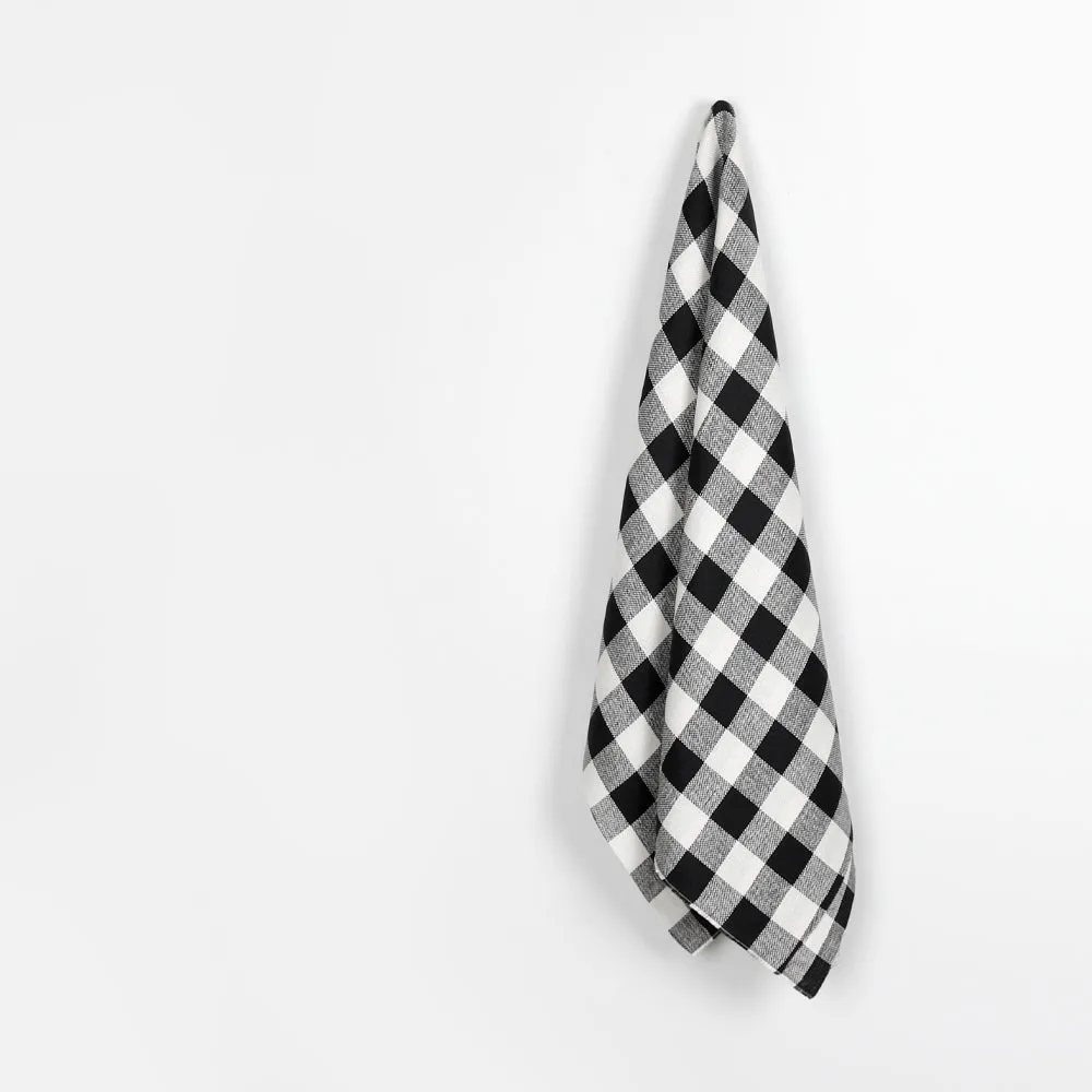 Bold Basketweave Gingham Linen / Cotton - Black