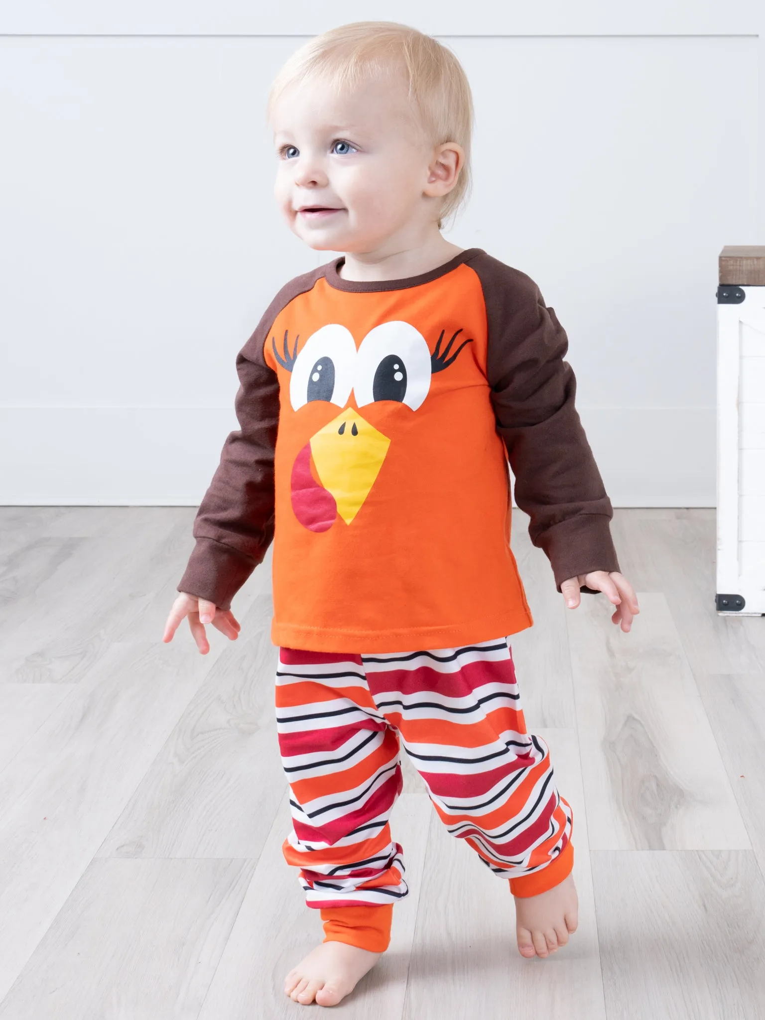 Bright Orange Stripes Turkey Pajamas