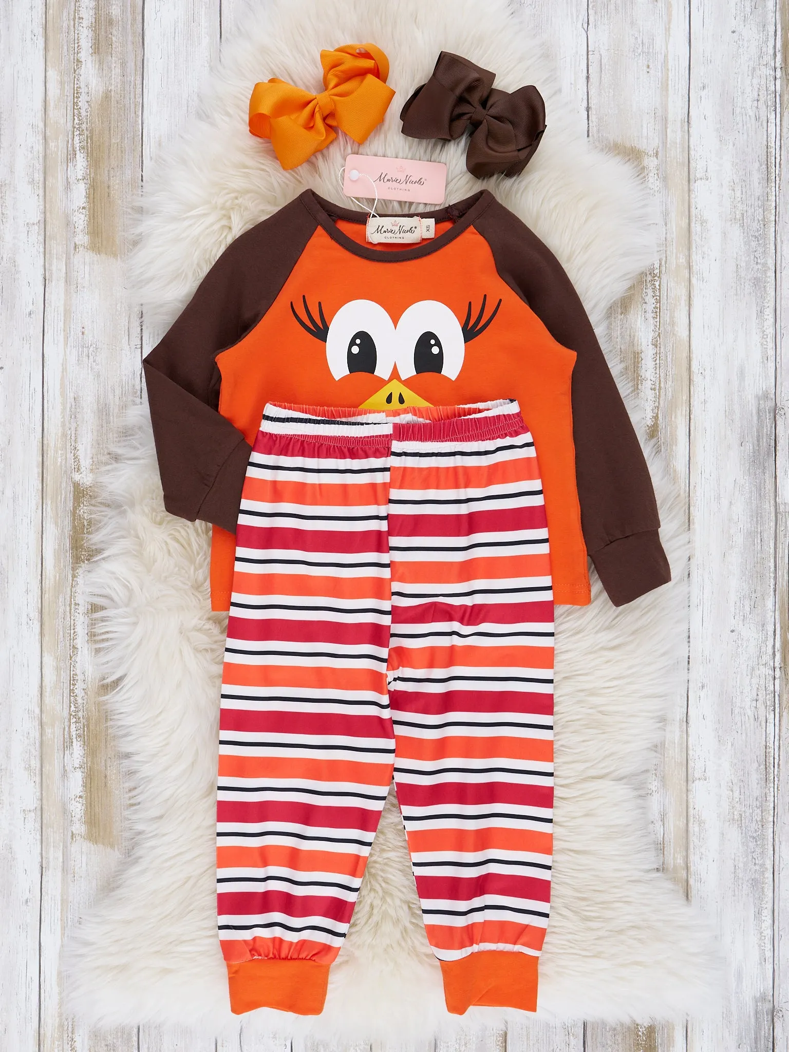 Bright Orange Stripes Turkey Pajamas
