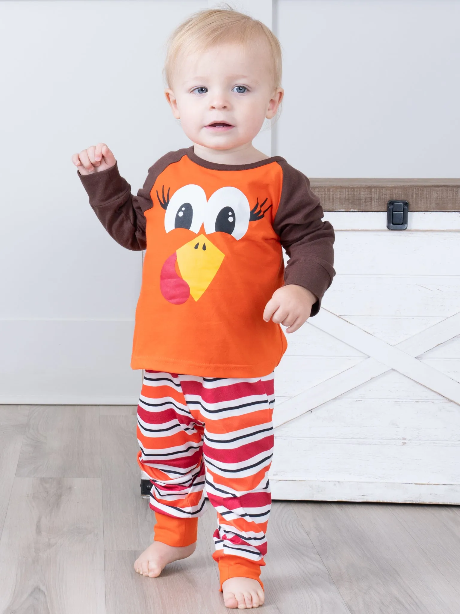 Bright Orange Stripes Turkey Pajamas