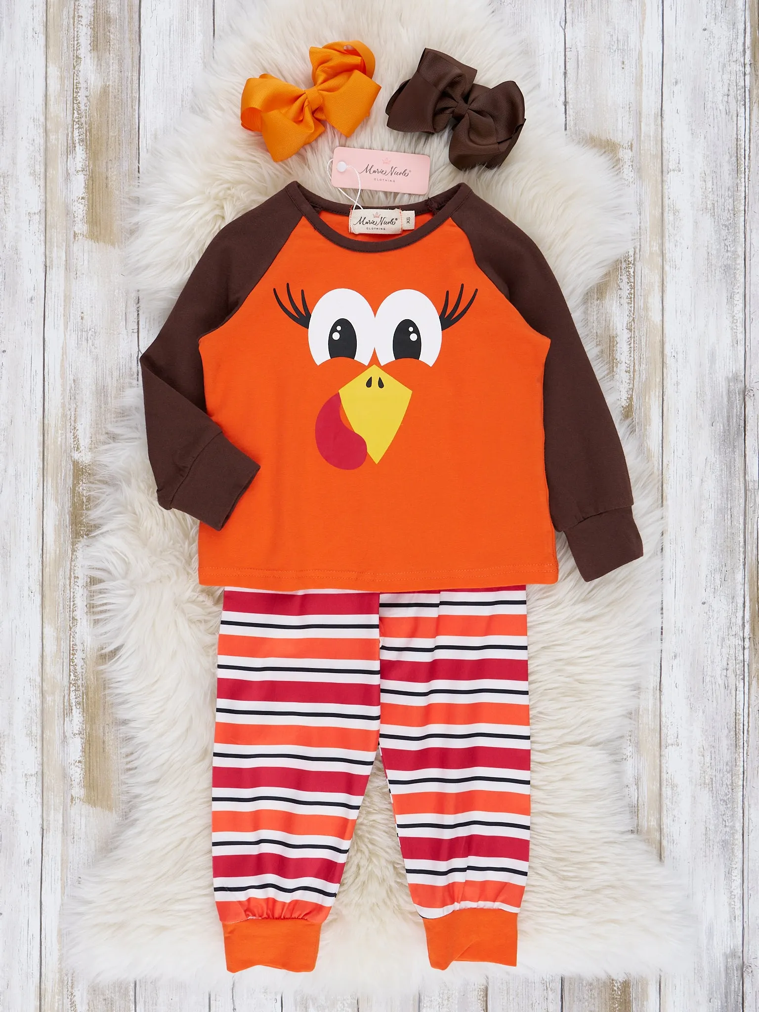 Bright Orange Stripes Turkey Pajamas