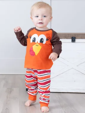 Bright Orange Stripes Turkey Pajamas