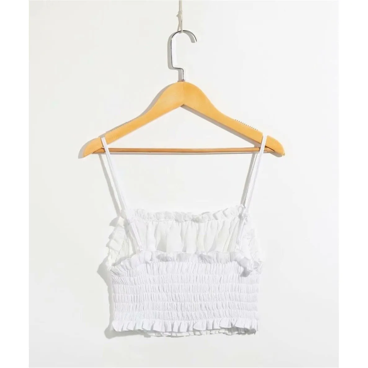 CAMIS RUCHED WHITE CROP TOP
