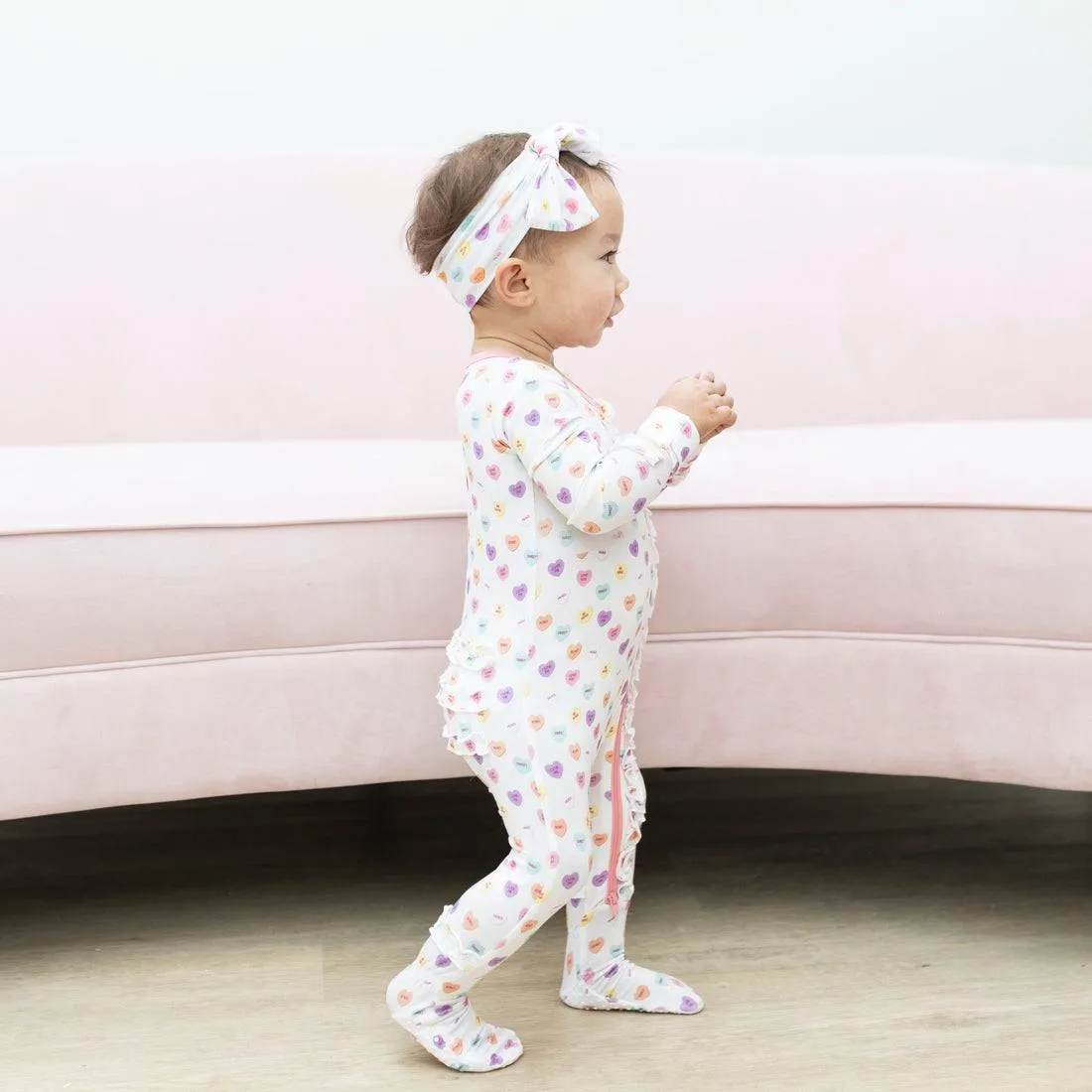 Candy Hearts Footsie with Ruffle