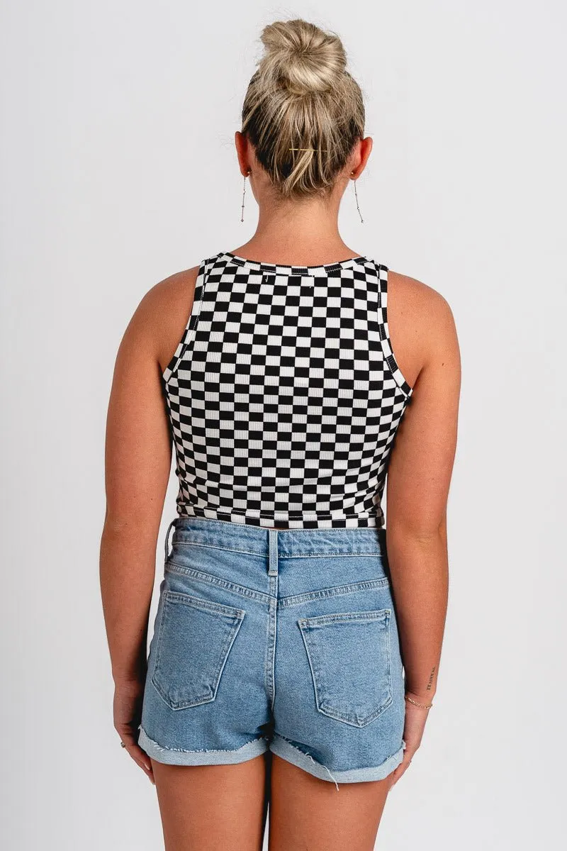 Checkered tank top black/white