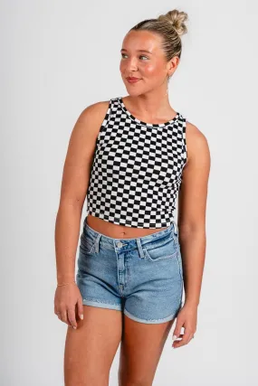 Checkered tank top black/white