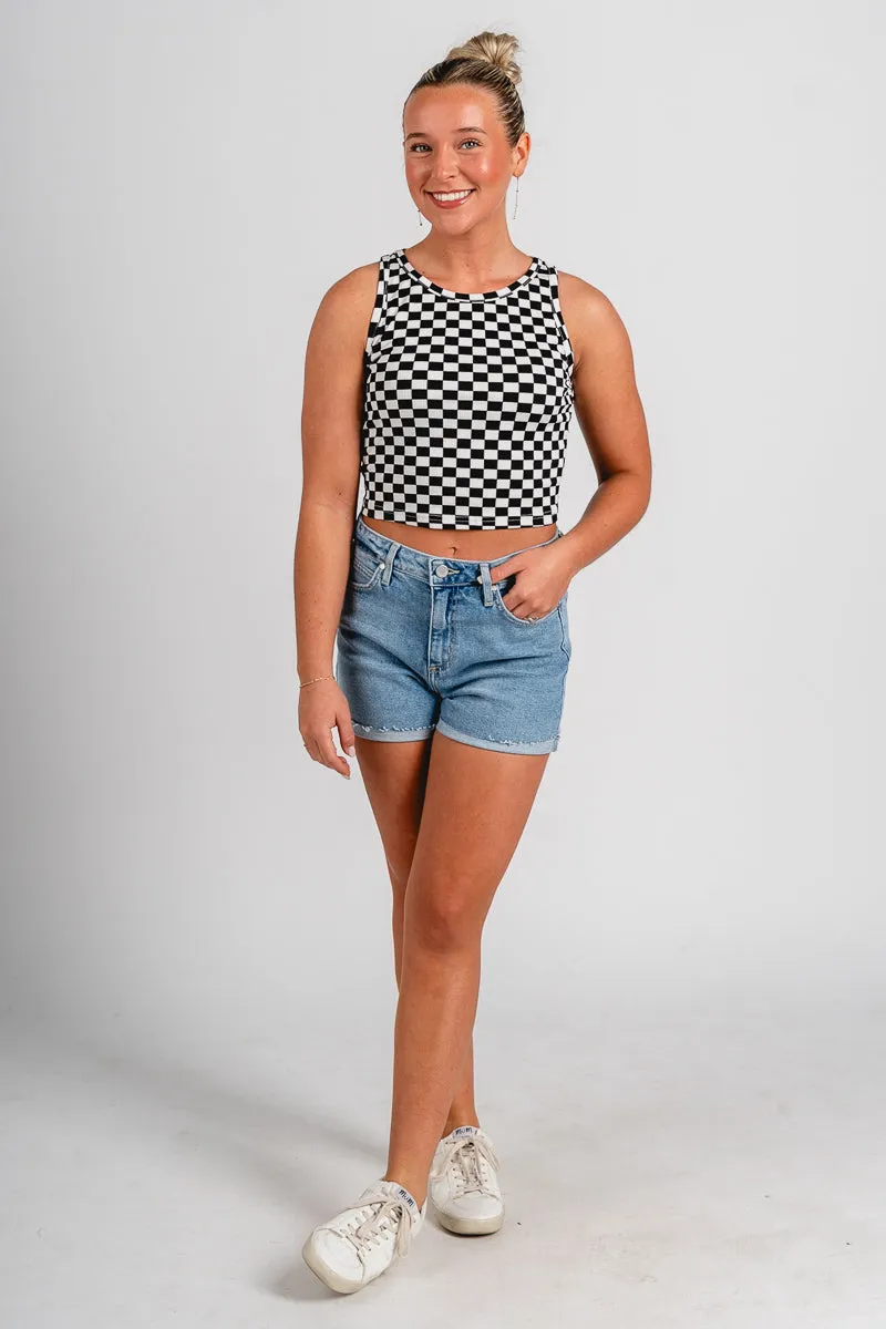 Checkered tank top black/white