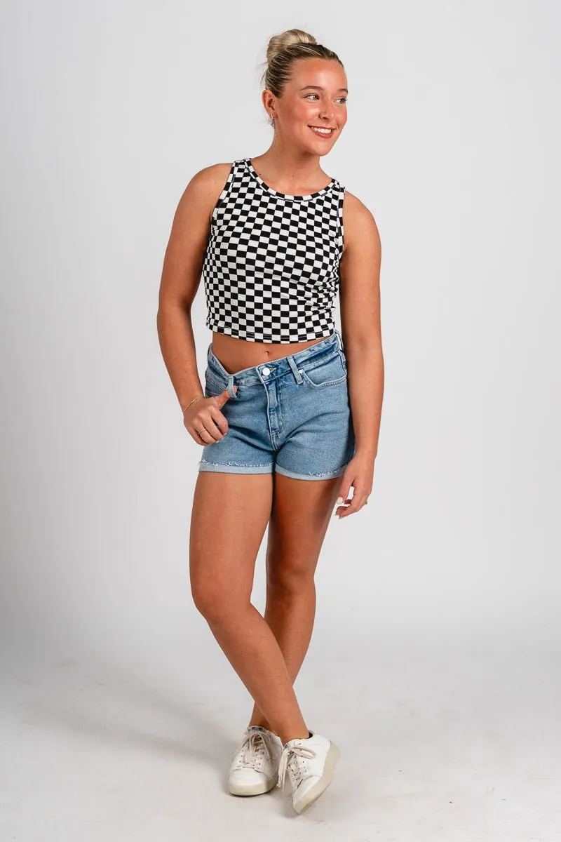 Checkered tank top black/white