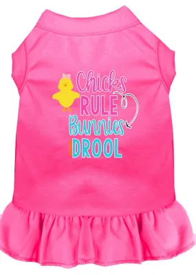 Chicks Rule Screen Print Dog Dress Bright Pink Xxl (18)