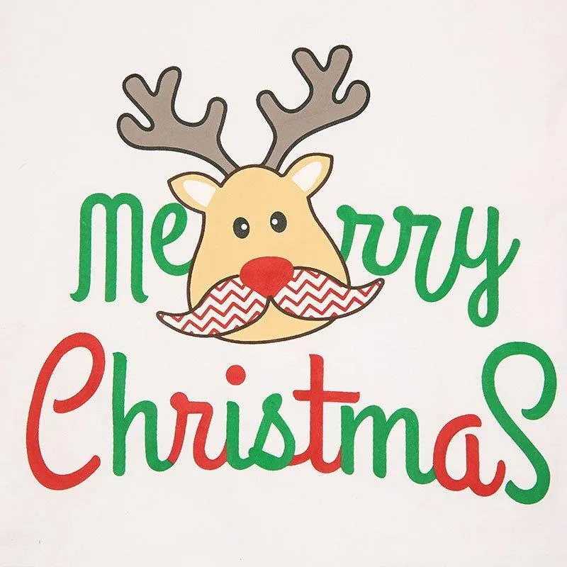 Christmas Cute Deer Top and Stripe Pants Family Matching Pajamas Set