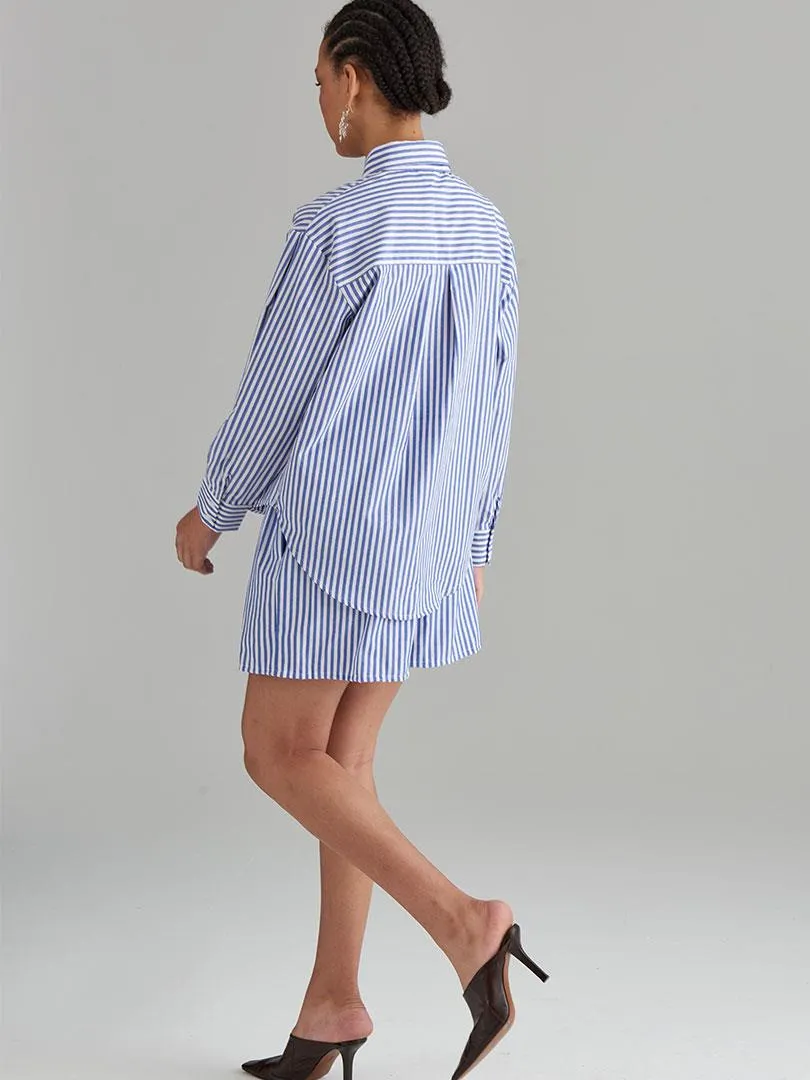 Cotton Shorts - Blue Stripes