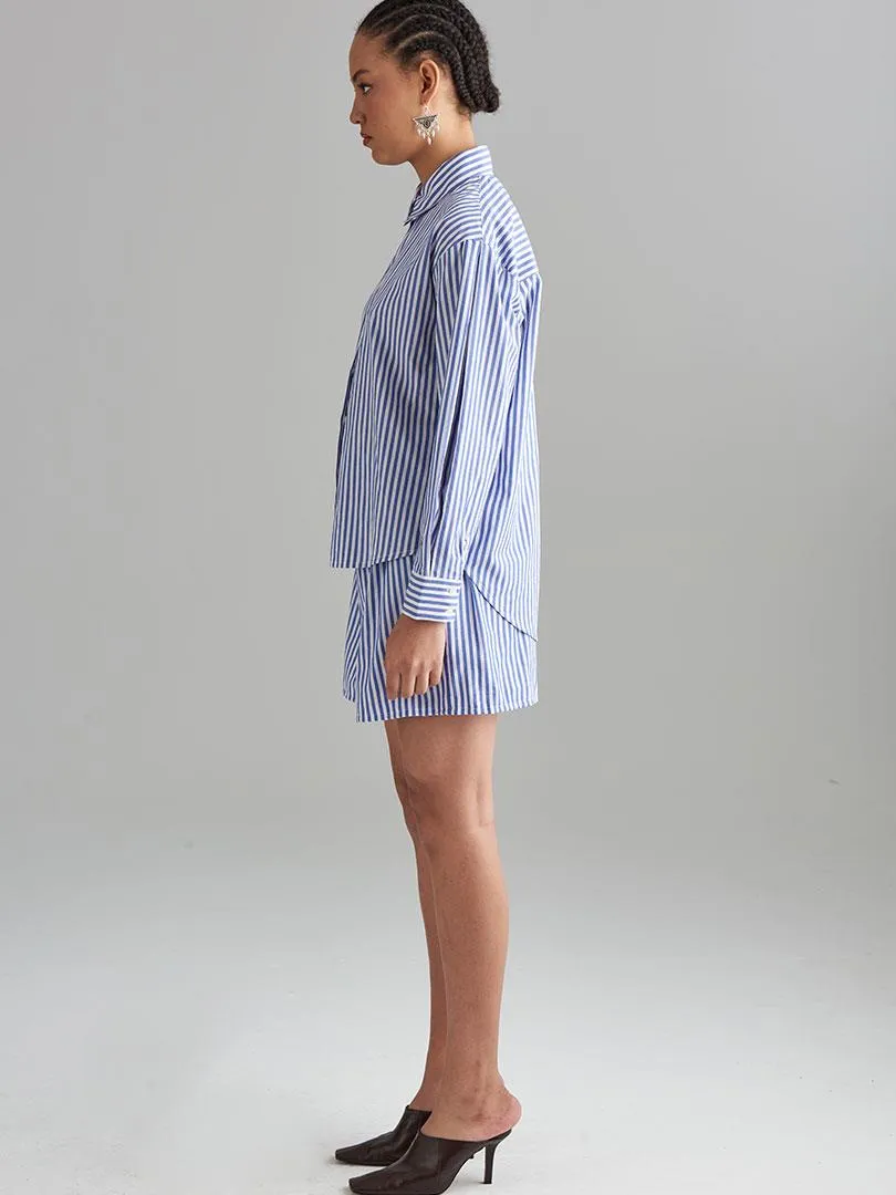 Cotton Shorts - Blue Stripes