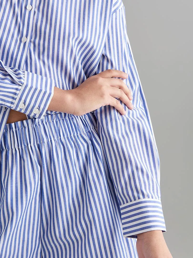 Cotton Shorts - Blue Stripes