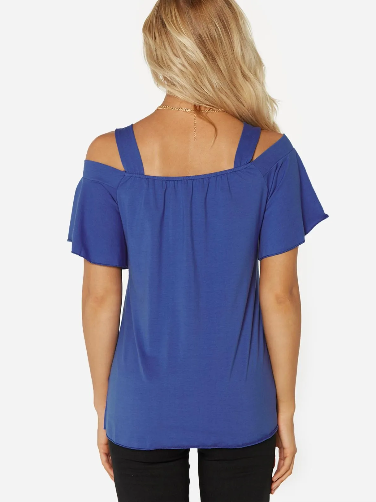 Custom Cold Shoulder Plain Short Sleeve T-Shirt