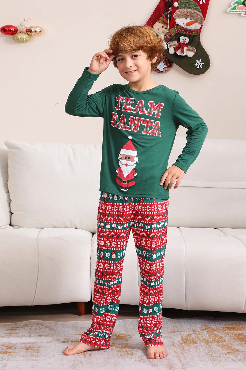 Dark Green Christmas Family Matching Pajamas Set