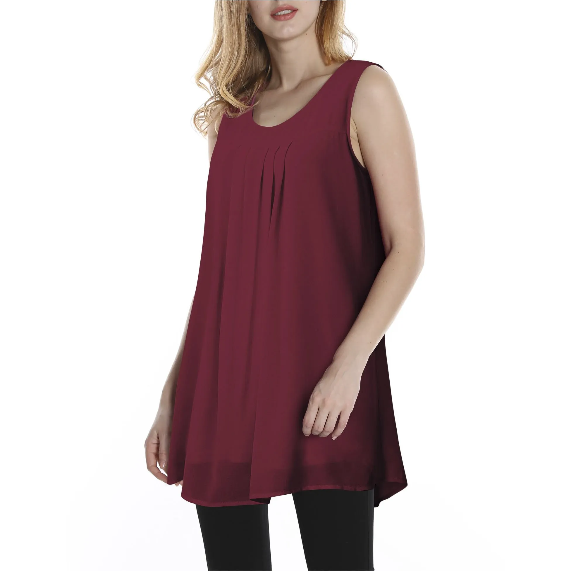 Double Layers Sleeveless Chiffon Tank