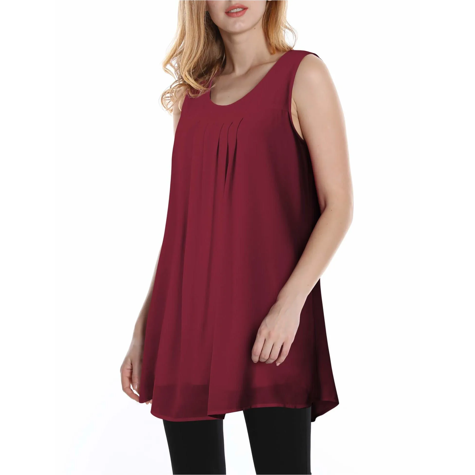 Double Layers Sleeveless Chiffon Tank