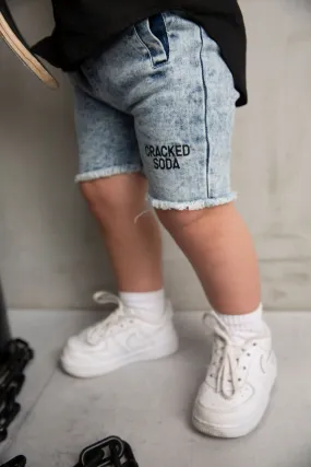 Dustin Cracked Soda Denim Shorts - Blue