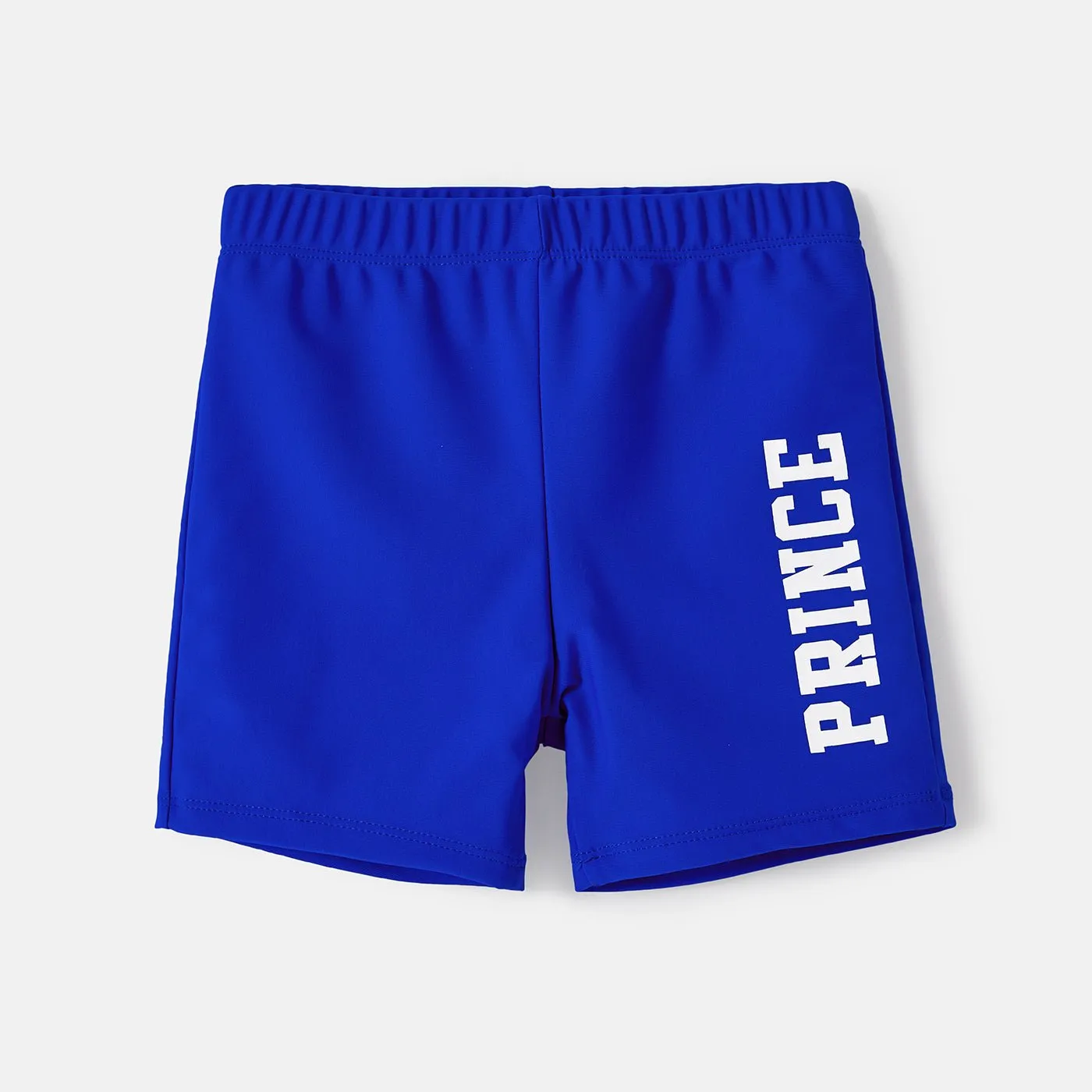 Family Matching Blue Ruffle Trim Two-piece Swimsuit and Letter Print Swim Trunks