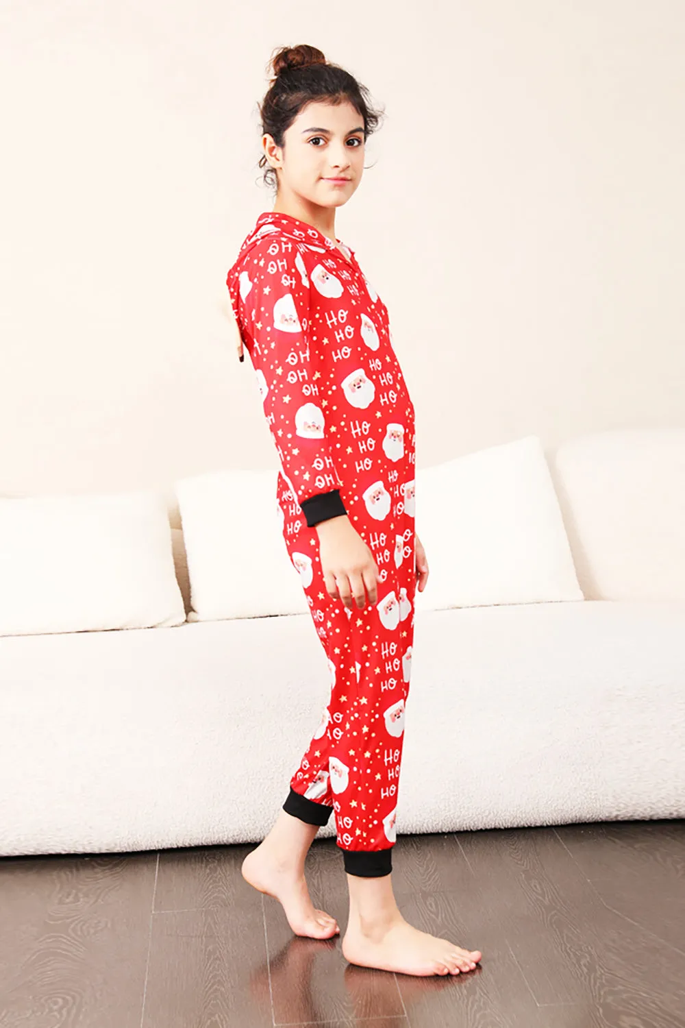 Family Red Christmas Claus Print Pajamas