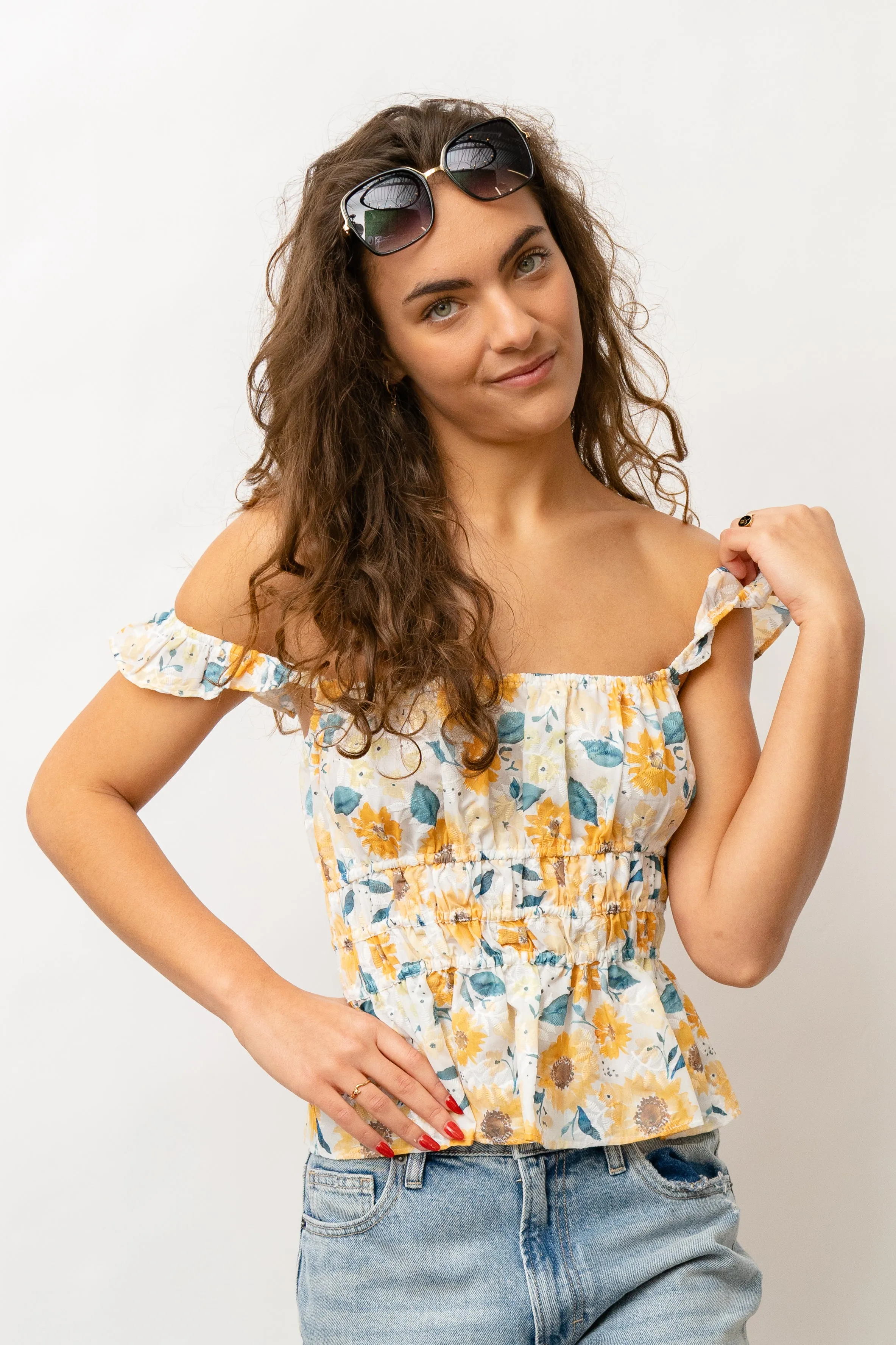 FLORAL FLUTTER TOP
