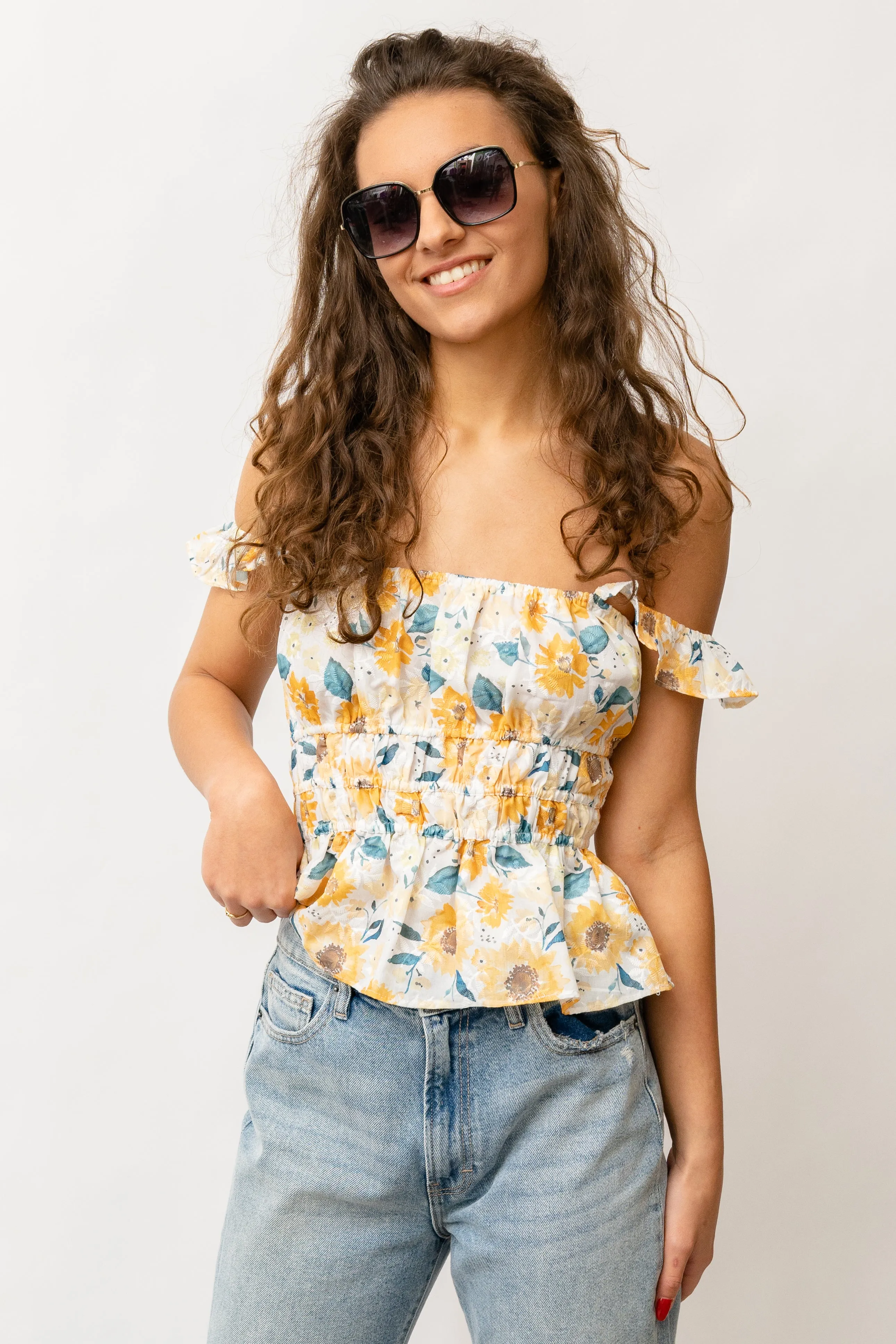 FLORAL FLUTTER TOP
