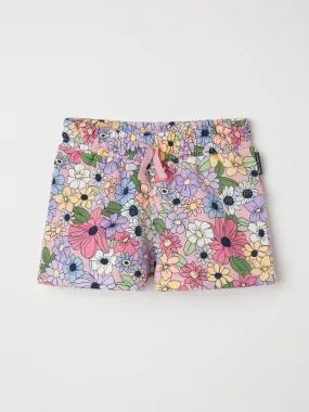 Floral Print Kids Jersey Shorts