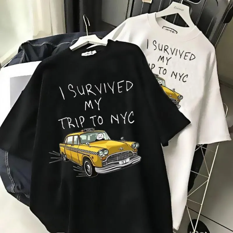 Funny Paper People Drive Away Letter Printing Pattern Summer Men's And Women's Short-sleeved T-shirts
